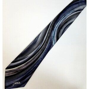 J. Garcia Silk Necktie Tidal Wave Limited Collection Gray Blue Vintage